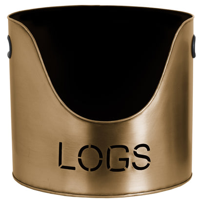 Bronze Finish Logs And Kindling Buckets &amp; Matchstick Holder